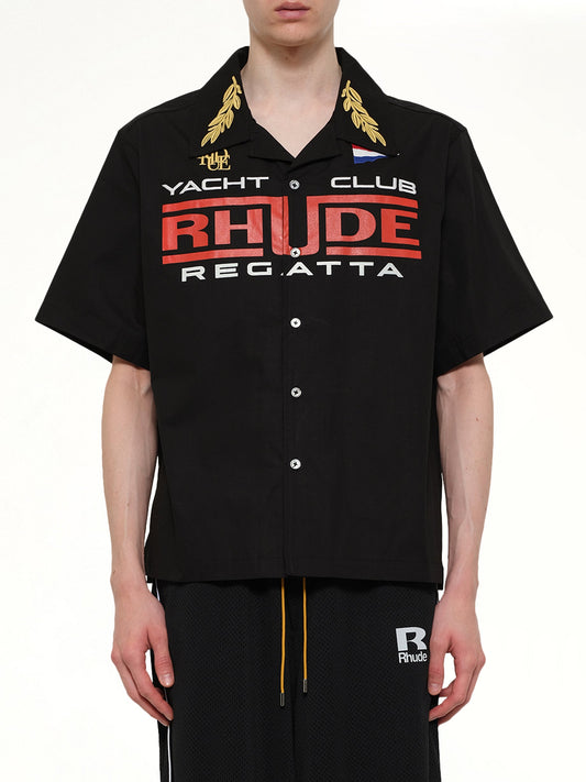 Image of Shirts. Product name - Rhude Regatta Club Shirt in Black colour by brand - RHUDE