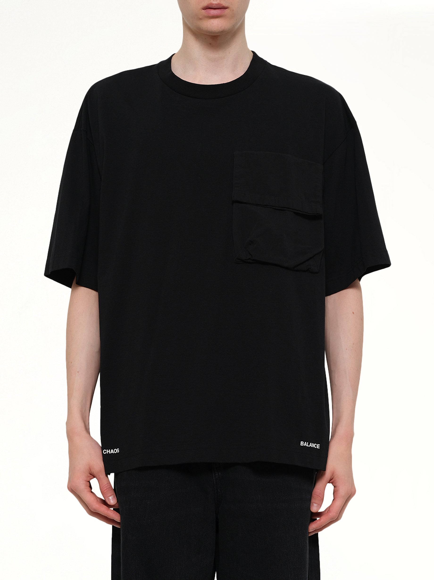 Image of T-Shirts. Product name - Chaos Balance Pocket T-Shirt in Black colour by brand - UNDERCOVER