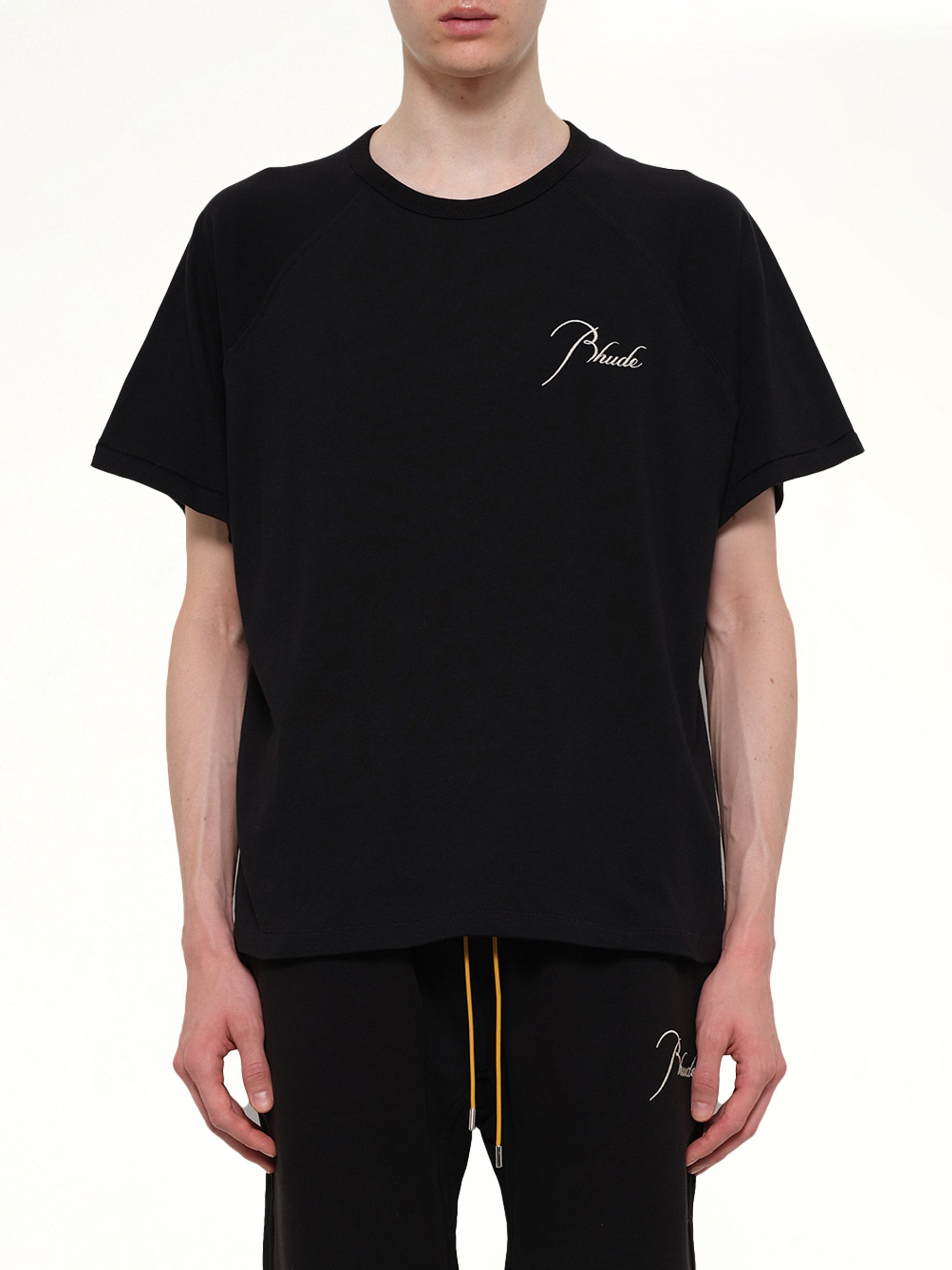 Image of T-Shirts. Product name - Classique Raglan T-Shirt in Black colour by brand - RHUDE