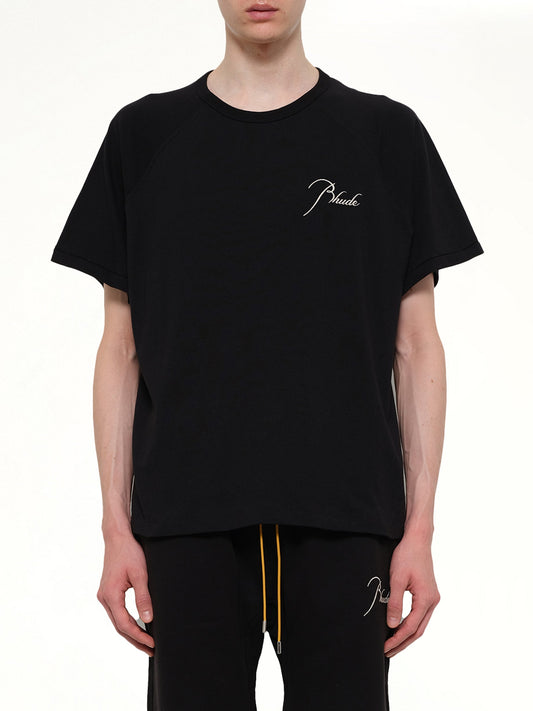 Image of T-Shirts. Product name - Classique Raglan T-Shirt in Black colour by brand - RHUDE