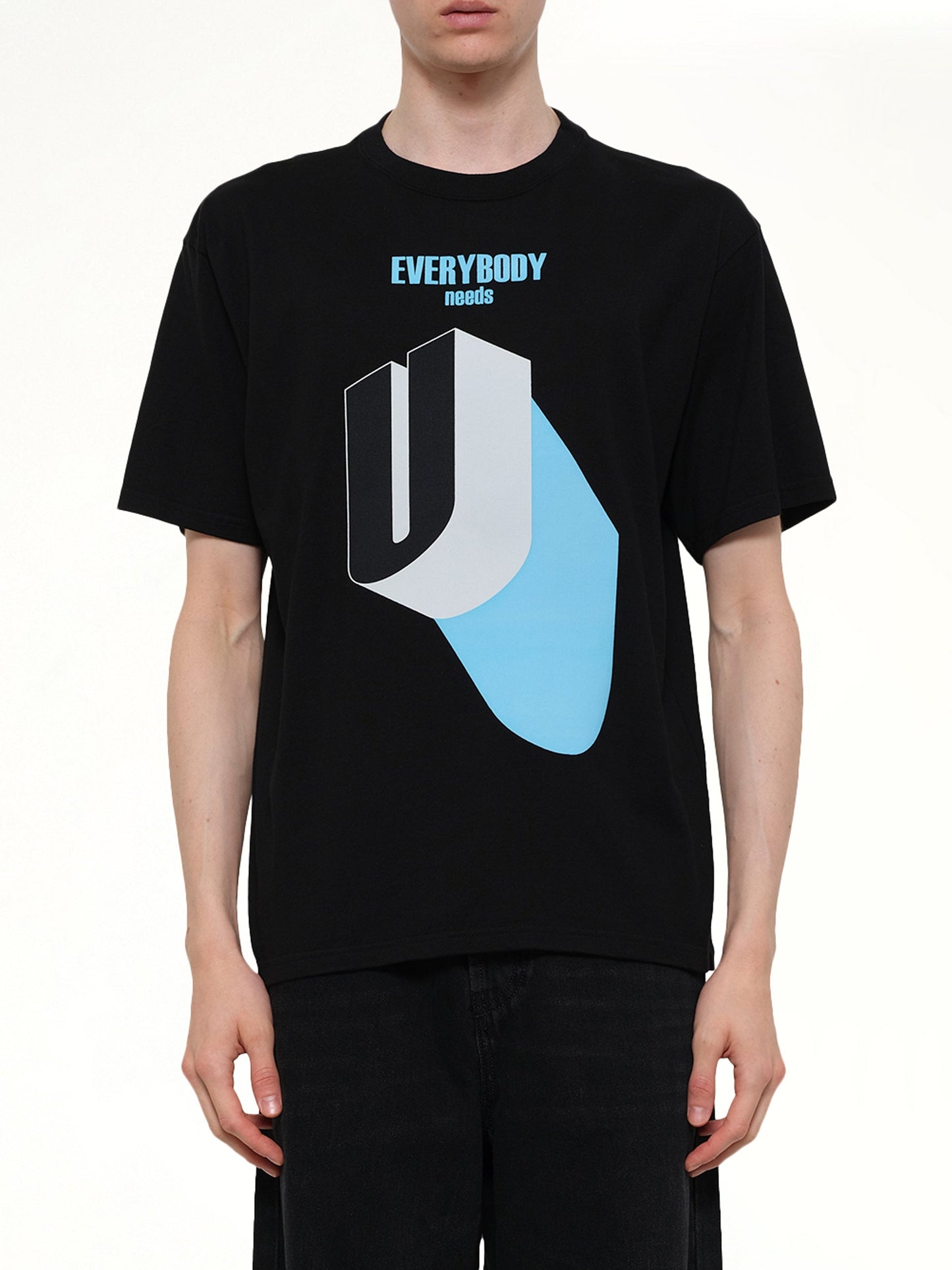 Image of T-Shirts. Product name - Everybody Needs U T-Shirt in Black colour by brand - UNDERCOVER
