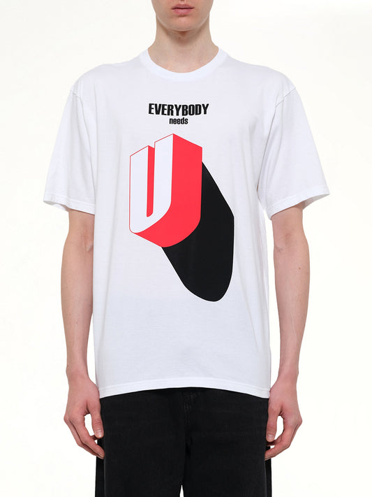 Image of T-Shirts. Product name - Everybody Needs U T-Shirt in White colour by brand - UNDERCOVER