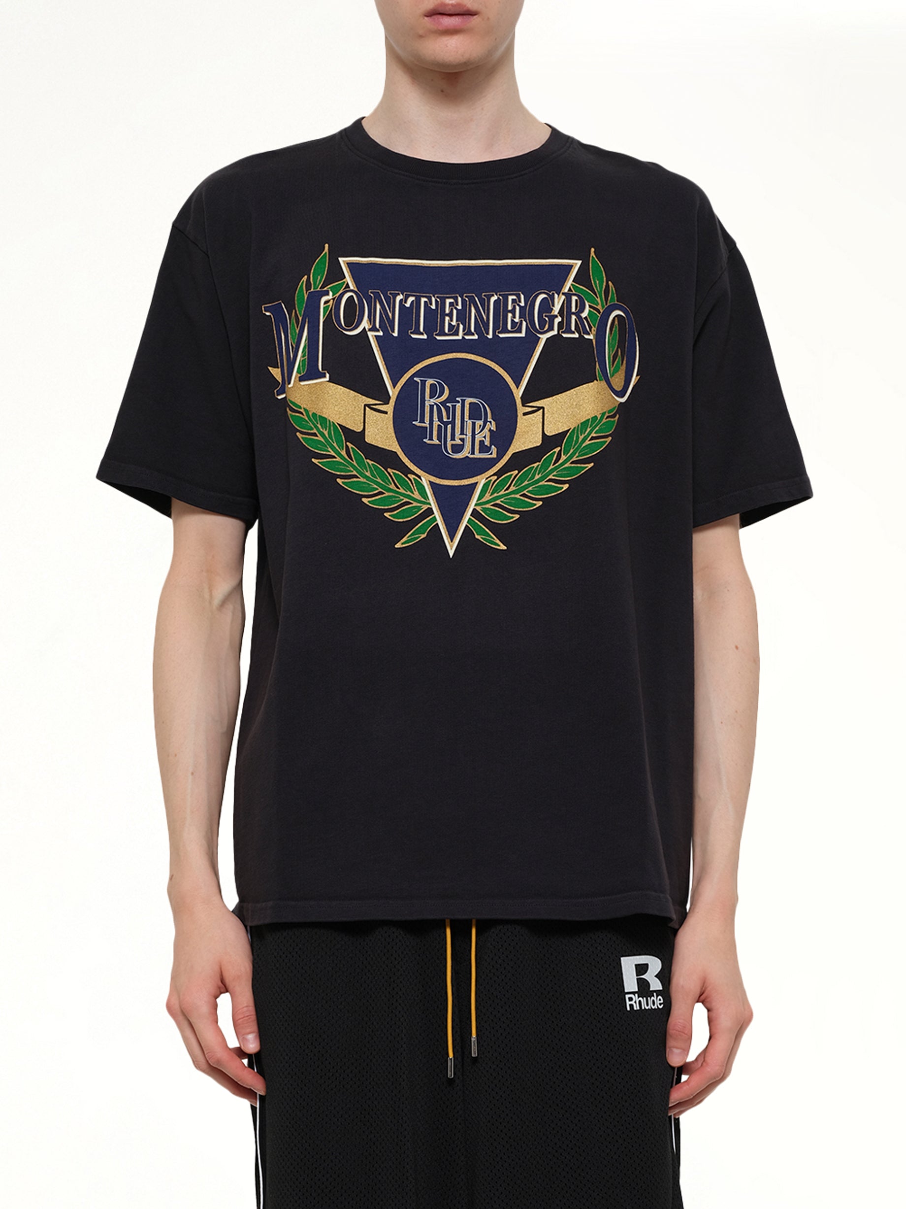 Image of T-Shirts. Product name - Montenegro Regatta T-Shirt in Black colour by brand - RHUDE