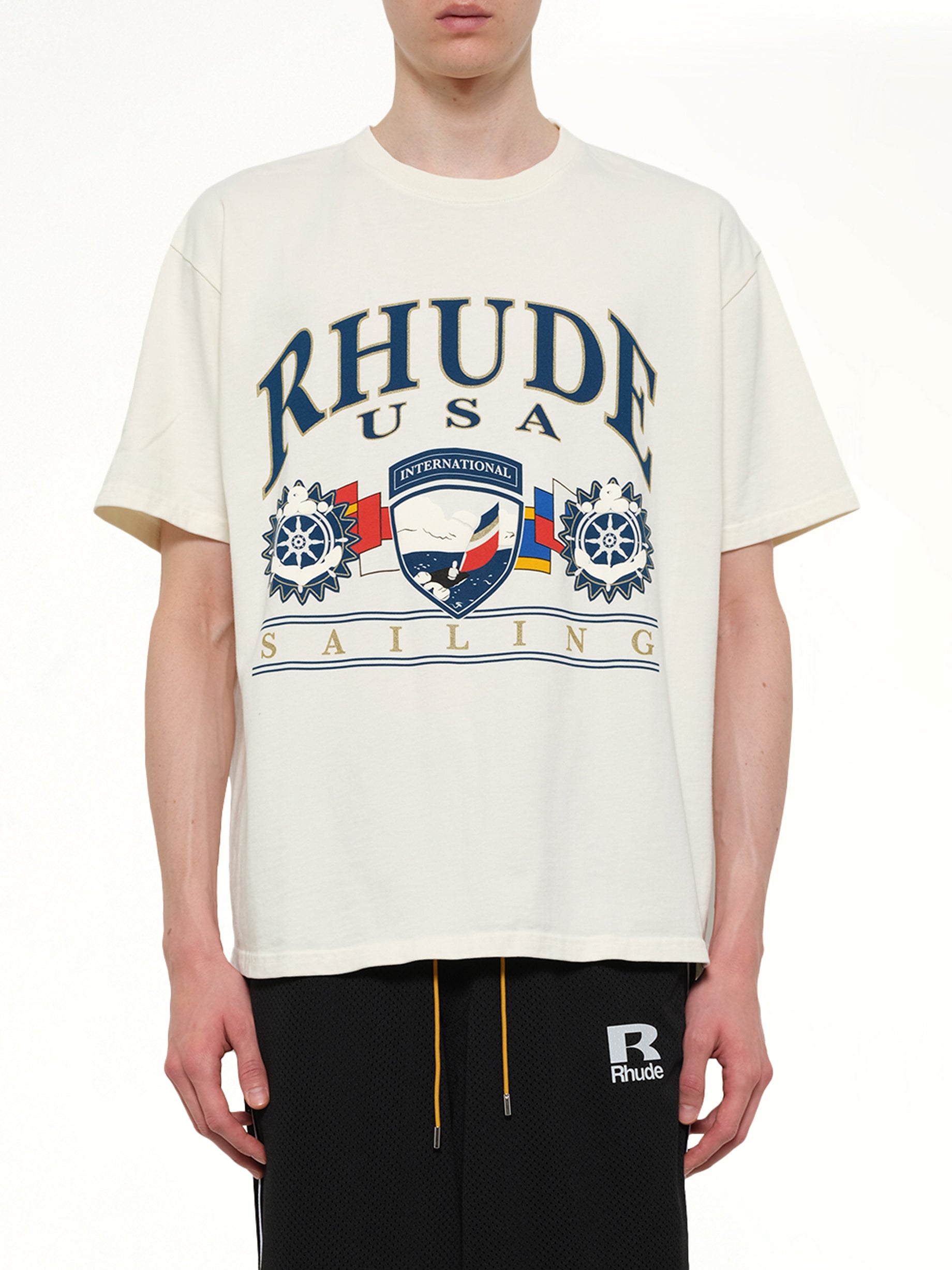 Image of T-Shirts. Product name - USA Sailing Icon T-Shirt in White colour by brand - RHUDE