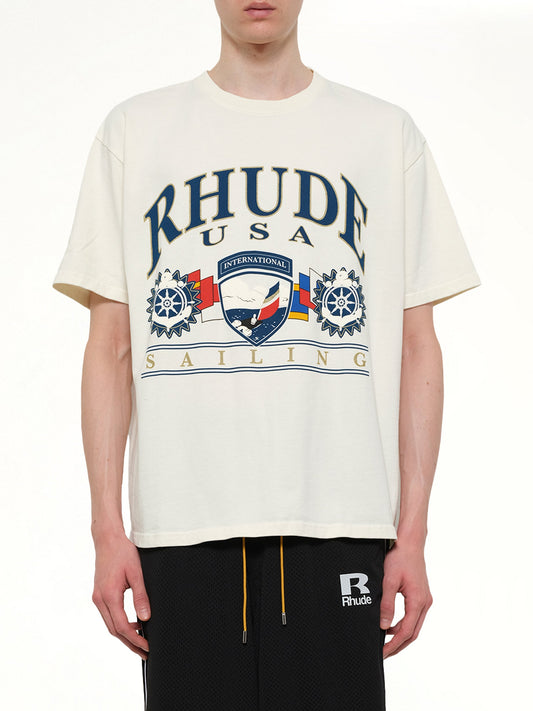 Image of T-Shirts. Product name - USA Sailing Icon T-Shirt in White colour by brand - RHUDE