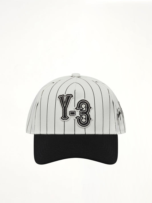 Image of Hats. Product name - Y-3 Pinstripe Cap in White colour by brand - Y-3