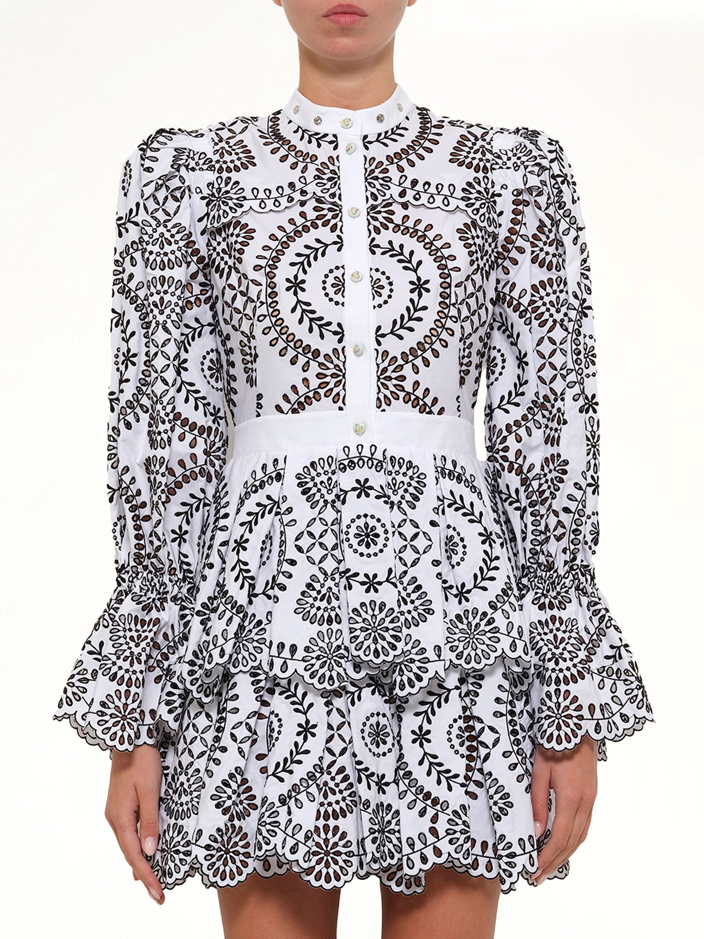 Image of Dresses. Productname: AMQ Broderie Anglais Dress in 0910 colour by brand - ALEXANDER MCQUEEN