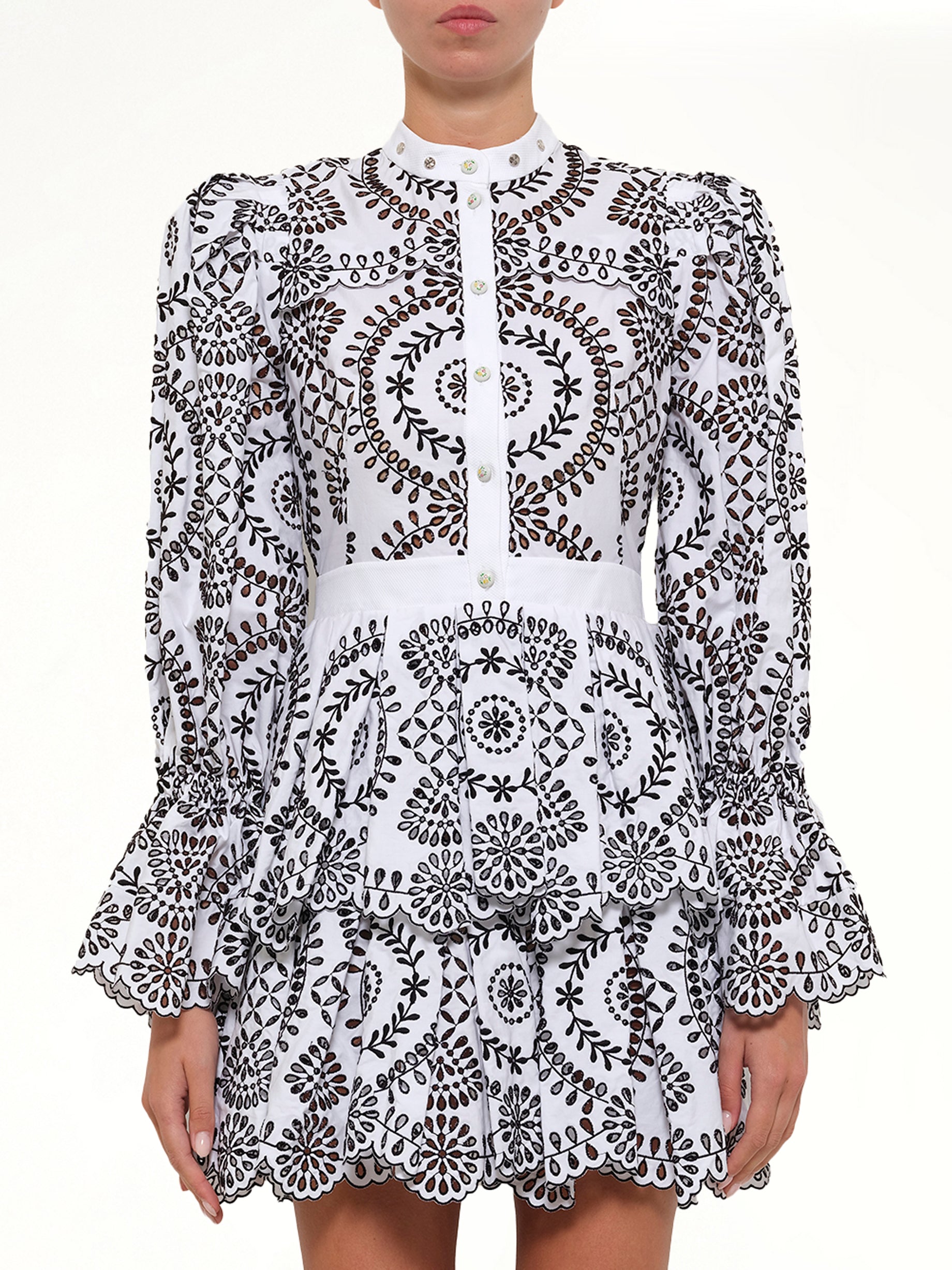 Image of Dresses. Productname: AMQ Broderie Anglais Dress in 0910 colour by brand - ALEXANDER MCQUEEN