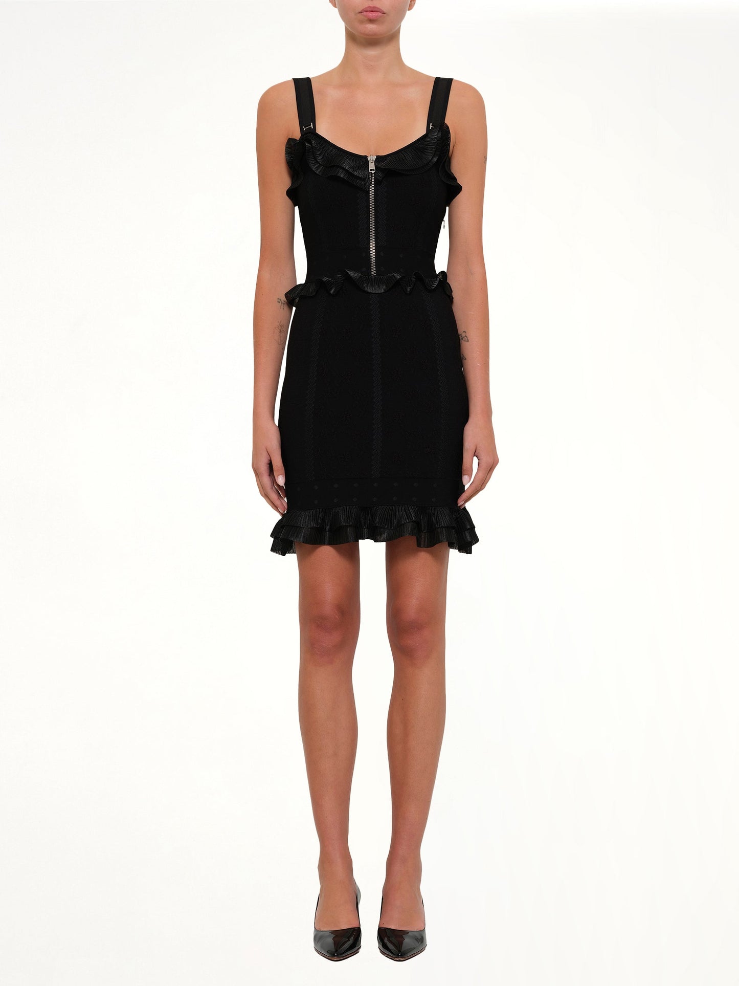 ALEXANDER MCQUEEN Cage Jacquard Mini Dress (Black)