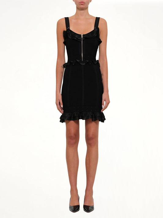 ALEXANDER MCQUEEN Cage Jacquard Mini Dress (Black)