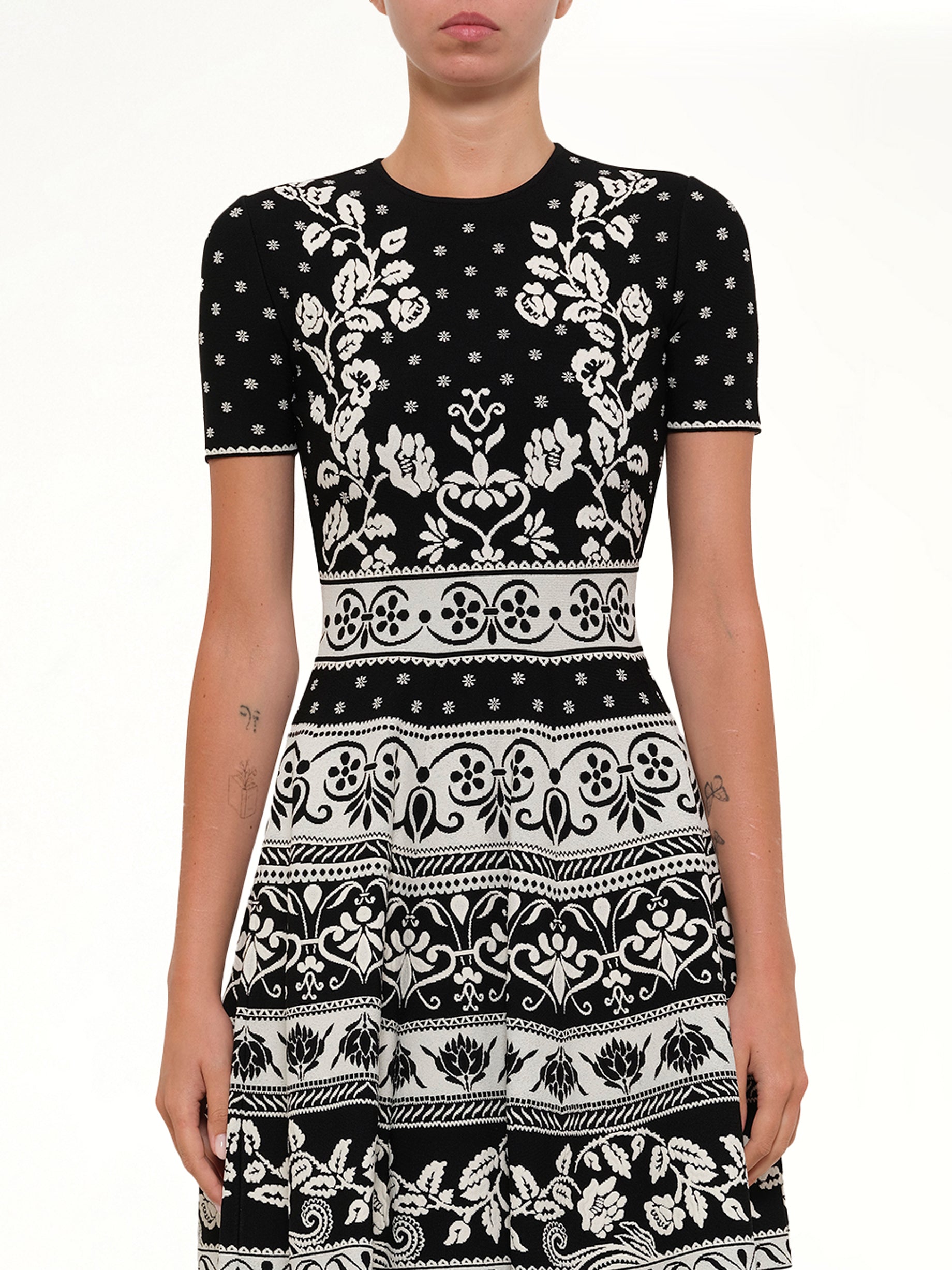 Image of Dresses. Productname: Floral Mini Dress in Black colour by brand - ALEXANDER MCQUEEN