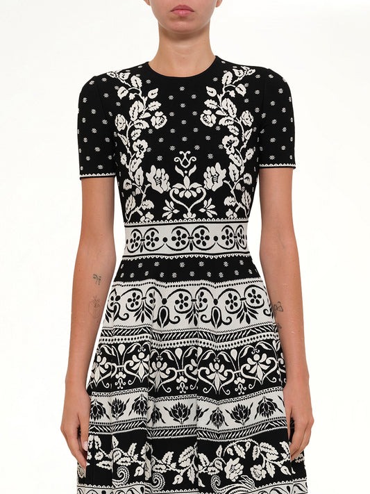 Image of Dresses. Productname: Floral Mini Dress in Black colour by brand - ALEXANDER MCQUEEN