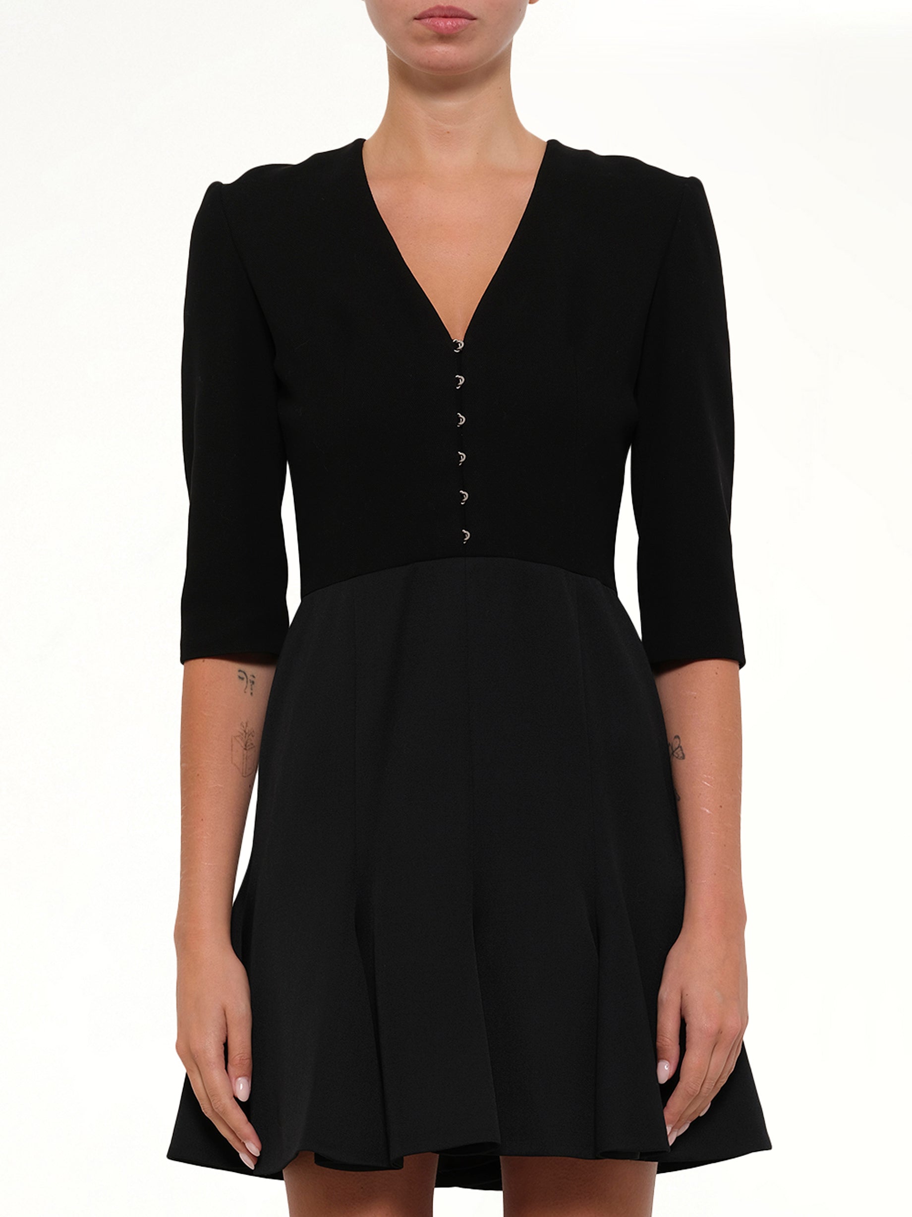 Image of Dresses. Productname: Amq Godet Mini Dress in Black colour by brand - ALEXANDER MCQUEEN