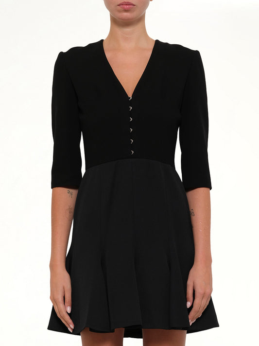 Image of Dresses. Productname: Amq Godet Mini Dress in Black colour by brand - ALEXANDER MCQUEEN