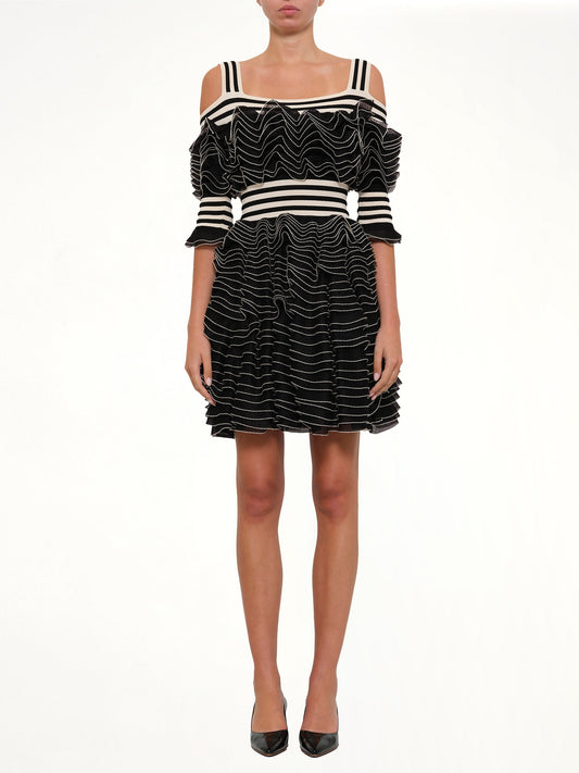 ALEXANDER MCQUEEN Lacy Frills Mini Dress (Black)
