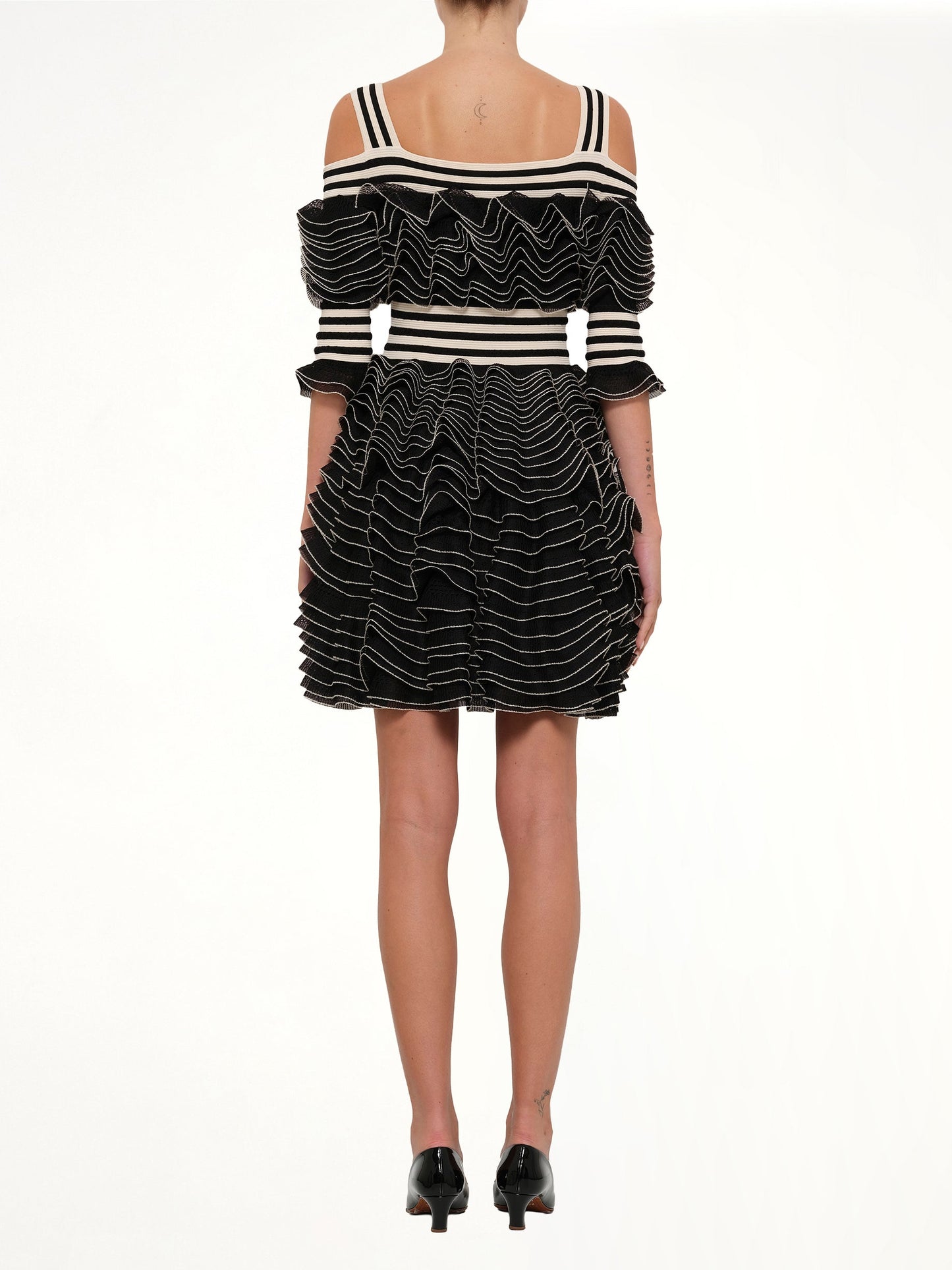 ALEXANDER MCQUEEN Lacy Frills Mini Dress (Black)