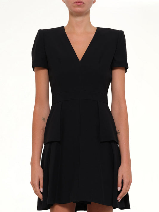 Image of Dresses. Productname: Amq Leaf Crepe Dress in Black colour by brand - ALEXANDER MCQUEEN