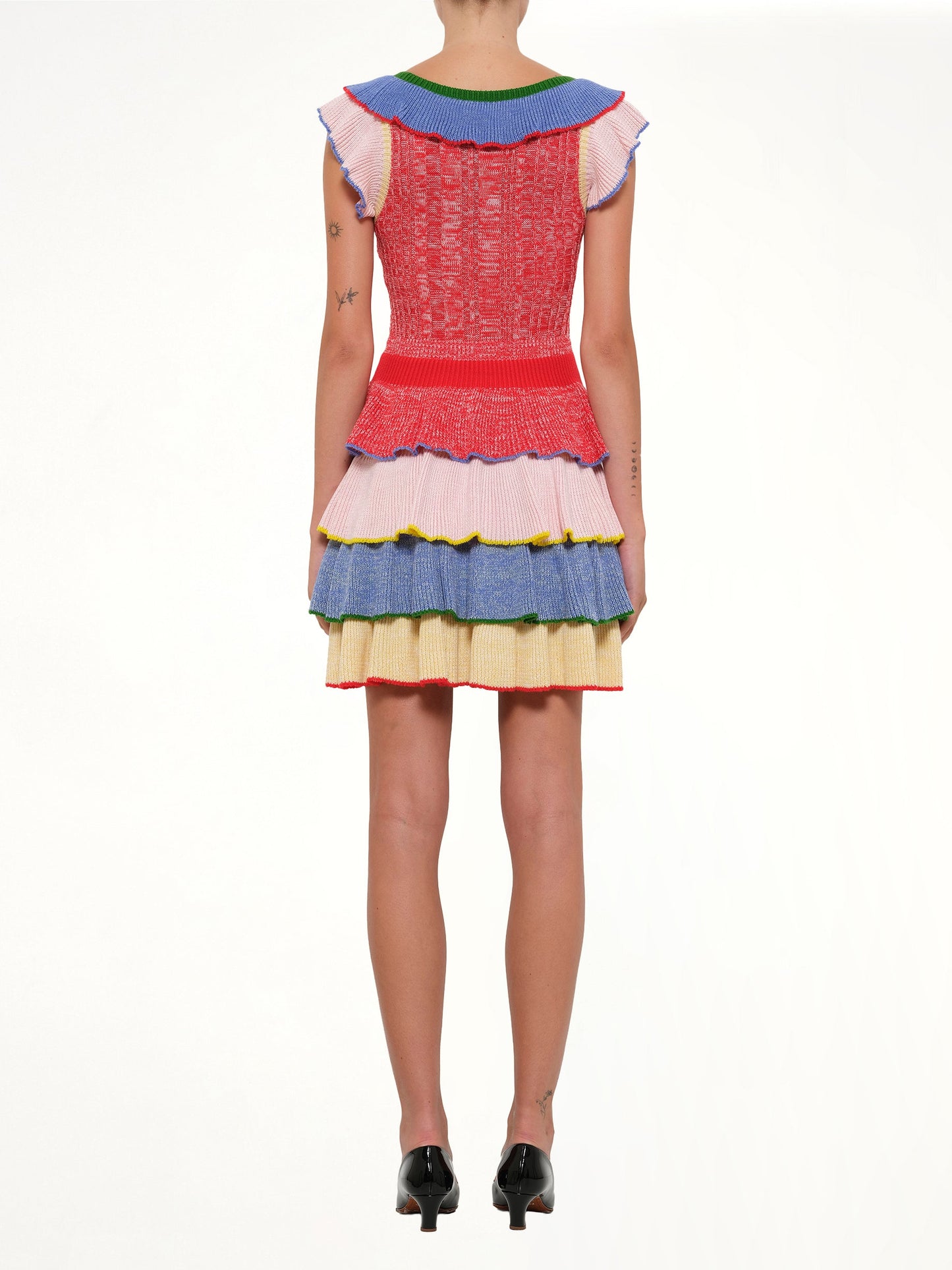 ALEXANDER MCQUEEN Multicolor Knit Mini Dress (Red)