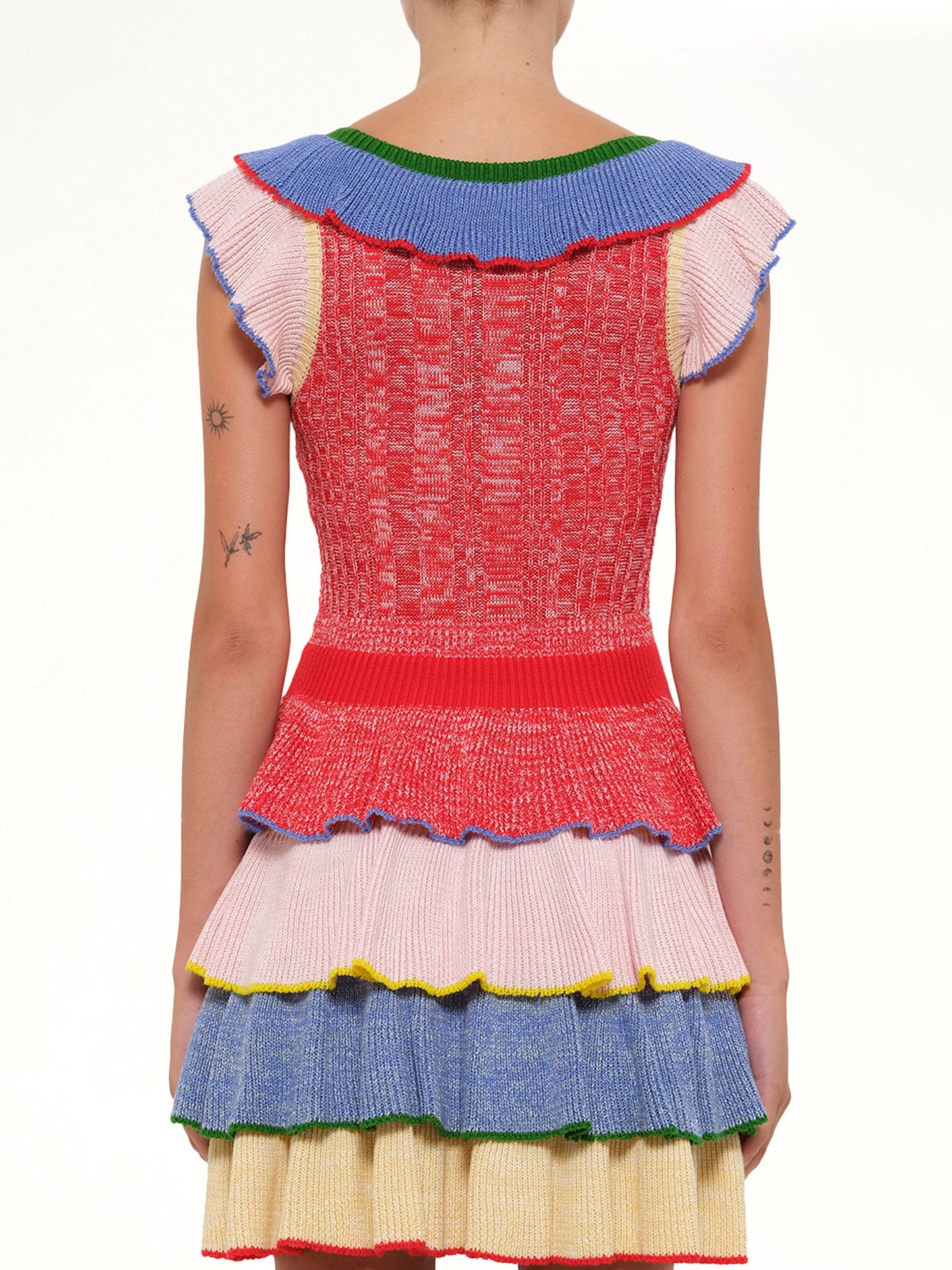 ALEXANDER MCQUEEN Multicolor Knit Mini Dress (Red)