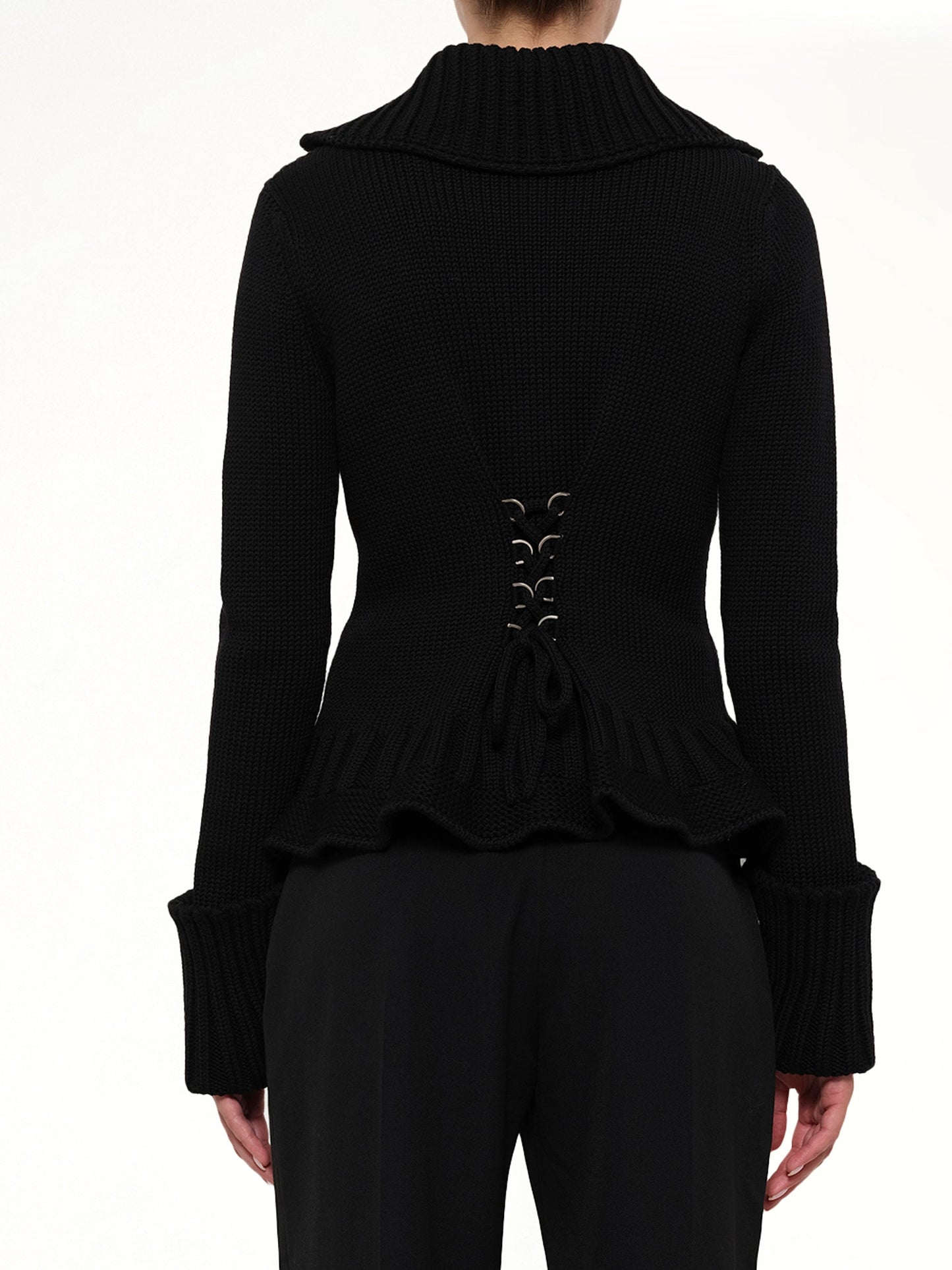 ALEXANDER MCQUEEN Amq Lace Up Cardigan (Black)