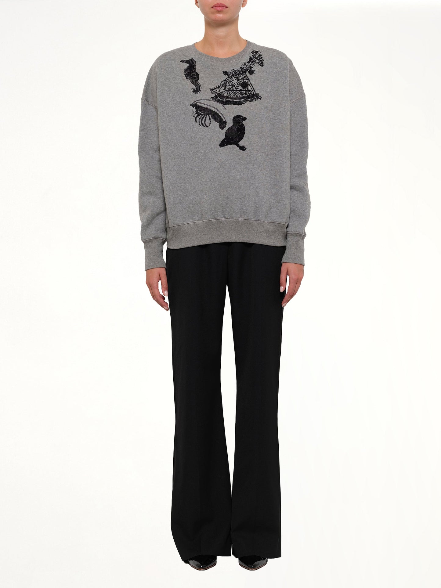 ALEXANDER MCQUEEN Amq Sea Creature Embroidered Sweater (Black)