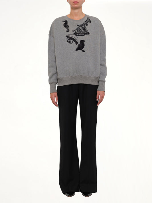 ALEXANDER MCQUEEN Amq Sea Creature Embroidered Sweater (Black)