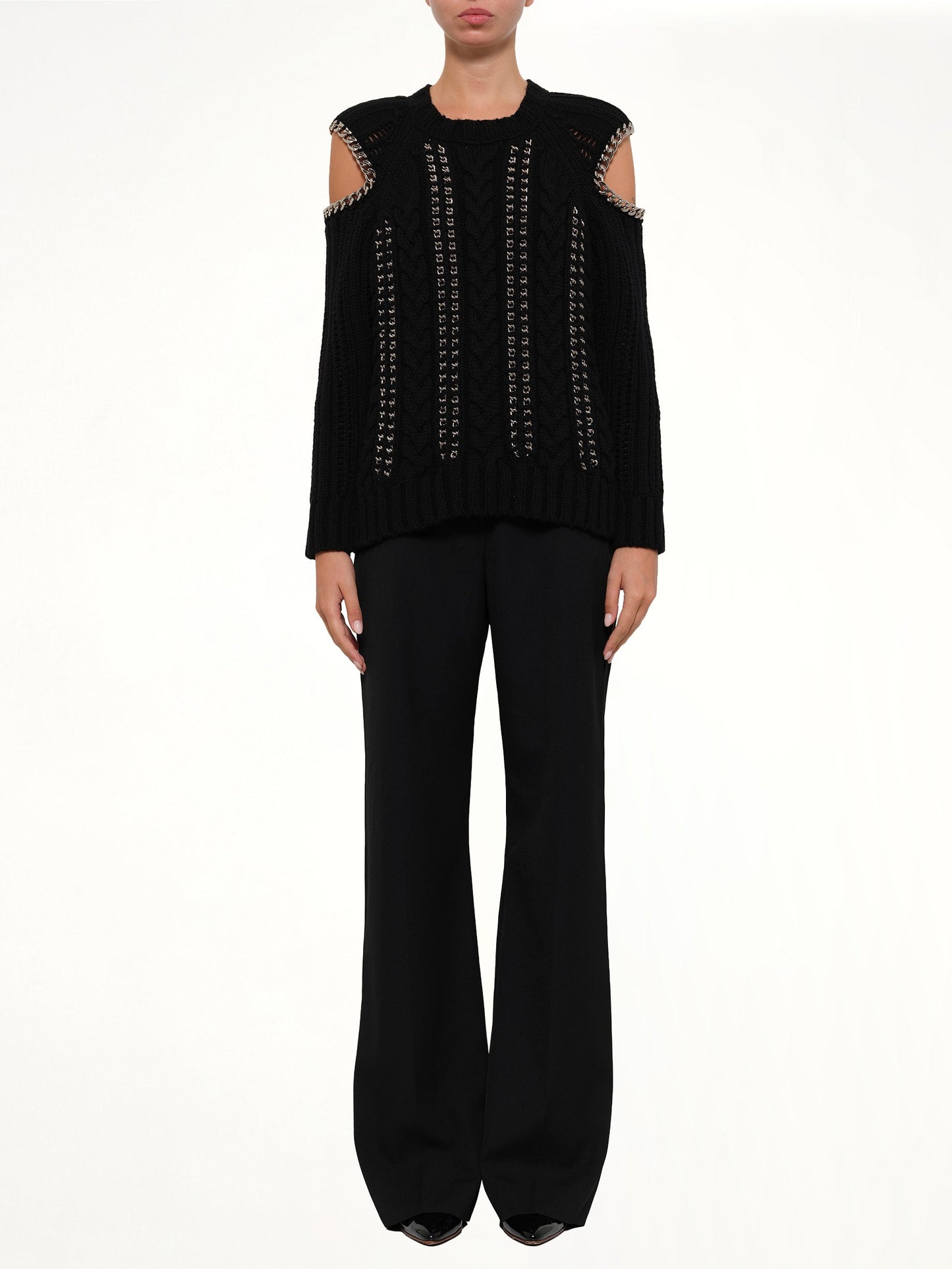 ALEXANDER MCQUEEN Crew Neck O/S Knitwear (Black)