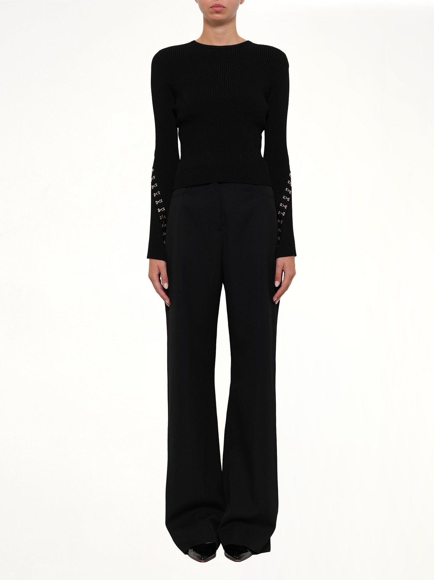 ALEXANDER MCQUEEN Slash Crew Neck Knitwear (Black)