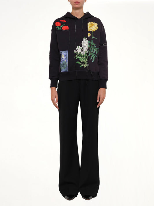 ALEXANDER MCQUEEN Botanical Embroidered Hoodie (Blue)