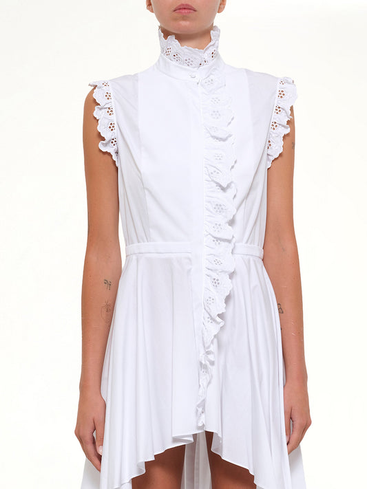 Image of Blouses. Productname: Sleeveless Ruffle Shirt in White colour by brand - ALEXANDER MCQUEEN