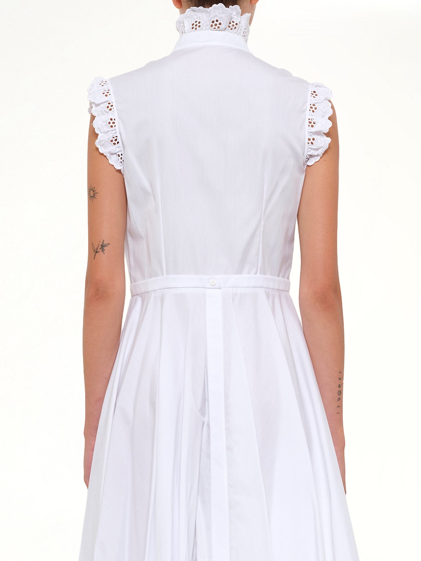 ALEXANDER MCQUEEN Sleeveless Ruffle Dress (White)
