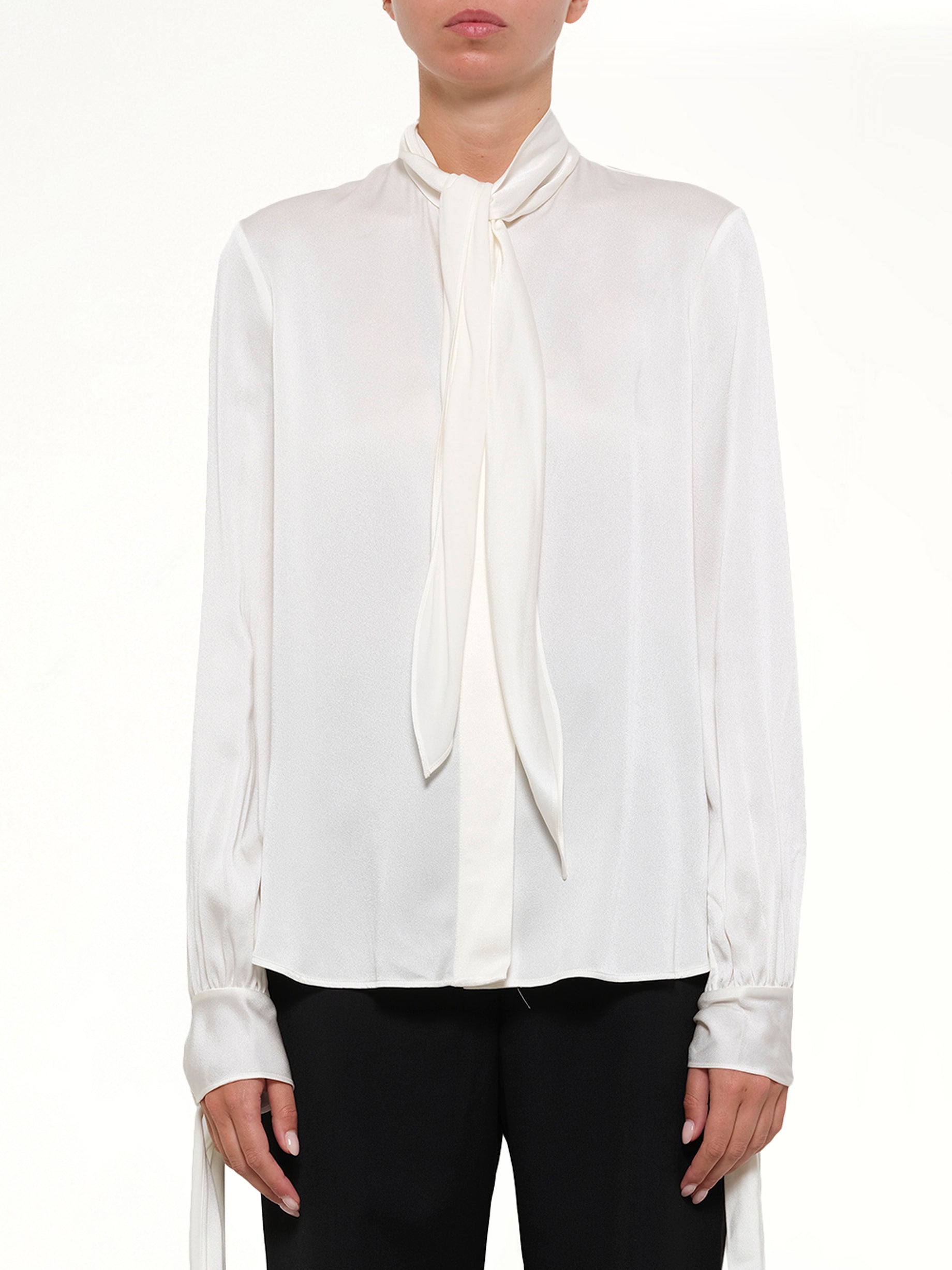 Image of Blouses. Productname: Fluid Satin Shirt in White colour by brand - ALEXANDER MCQUEEN