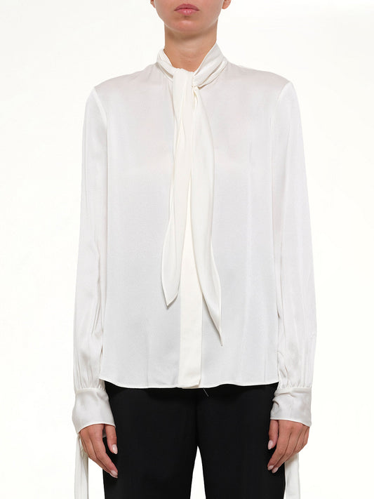 Image of Blouses. Productname: Fluid Satin Shirt in White colour by brand - ALEXANDER MCQUEEN