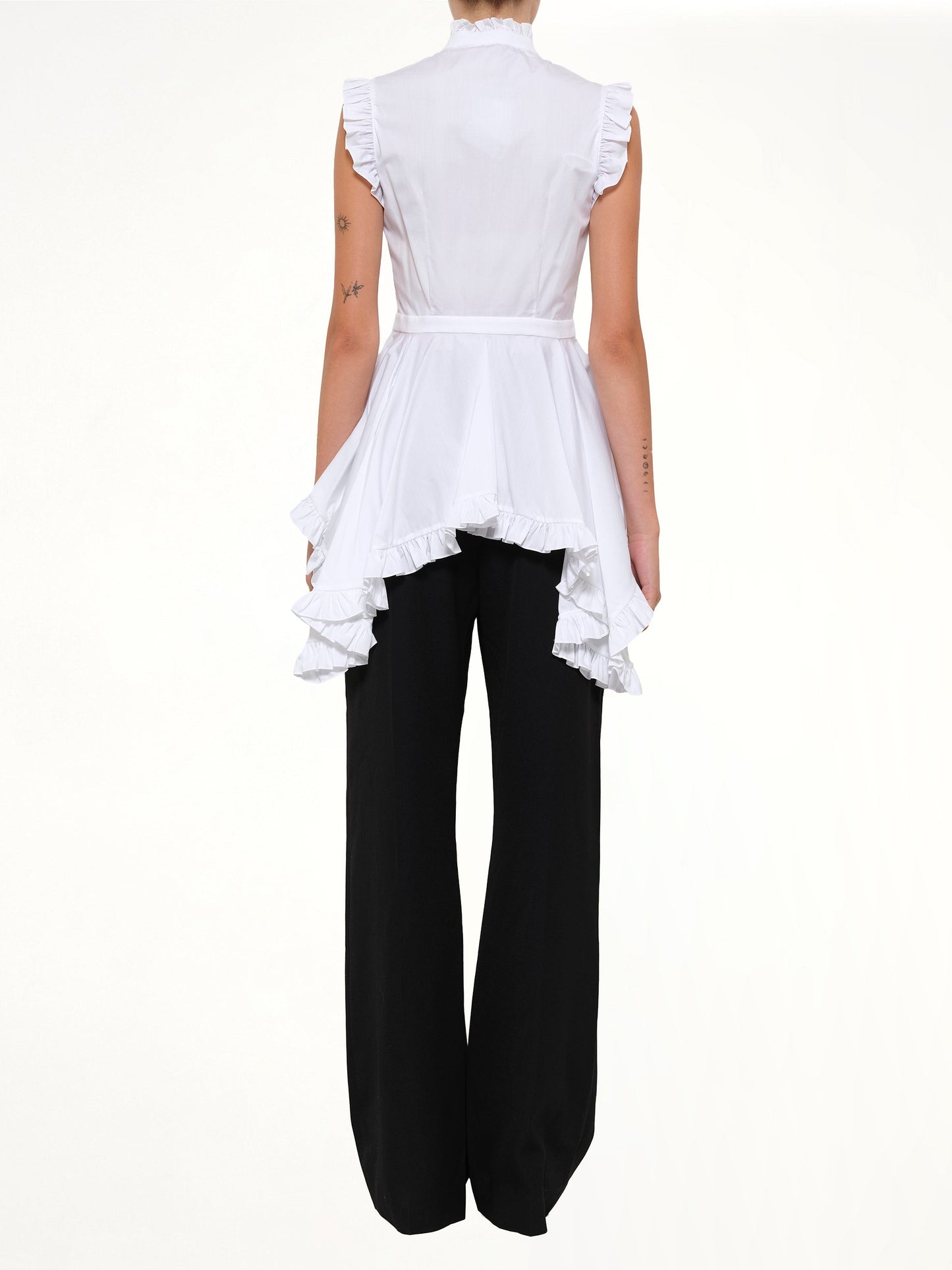 ALEXANDER MCQUEEN Sleeveless Peplum Shirt (White)