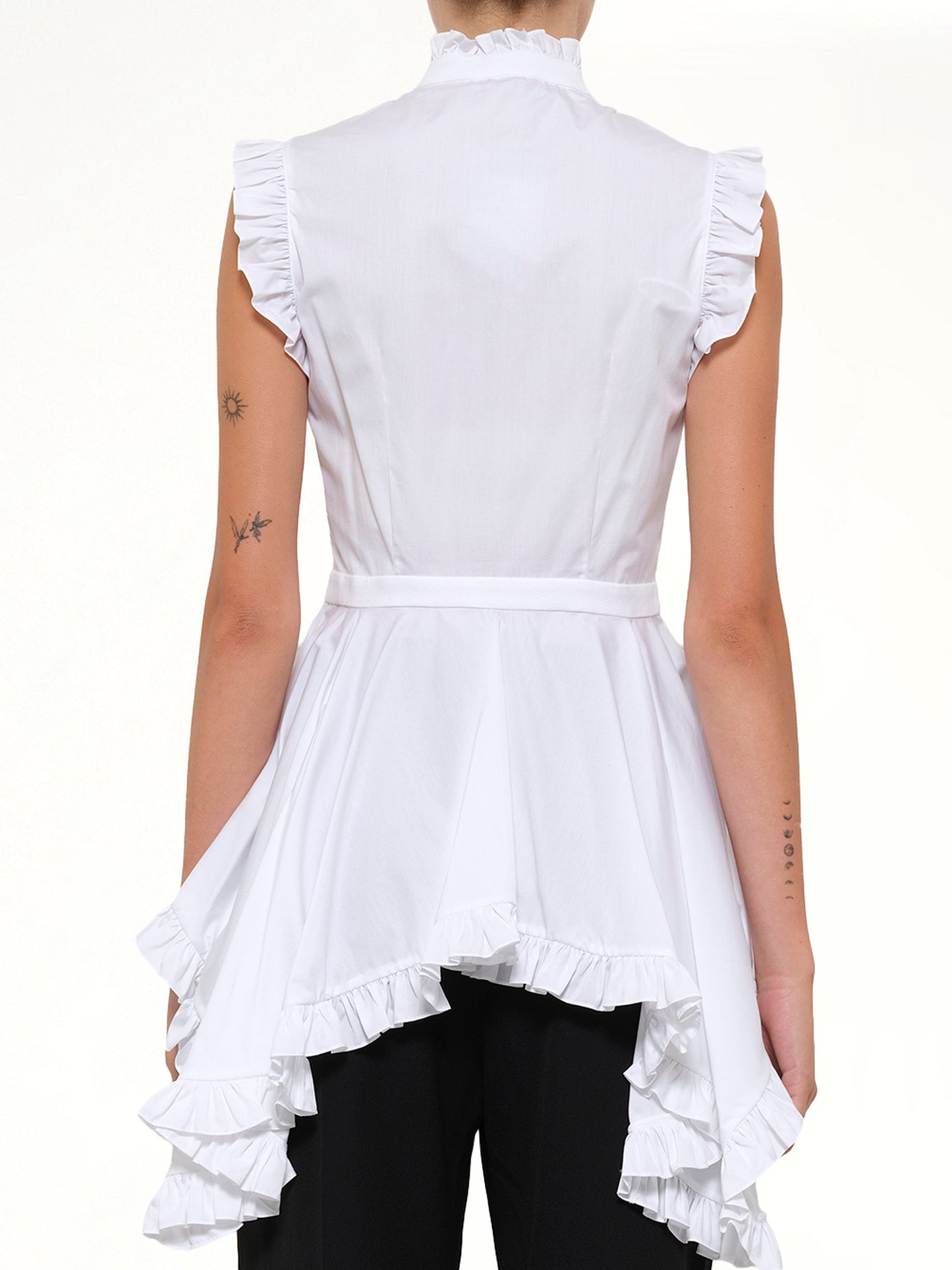 ALEXANDER MCQUEEN Sleeveless Peplum Shirt (White)