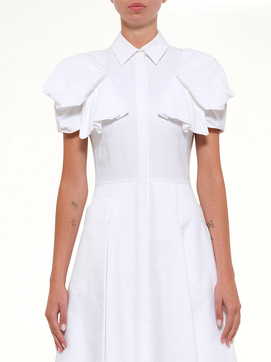 Image of Dresses. Productname: Short Sleeve Short Dress in White colour by brand - ALEXANDER MCQUEEN