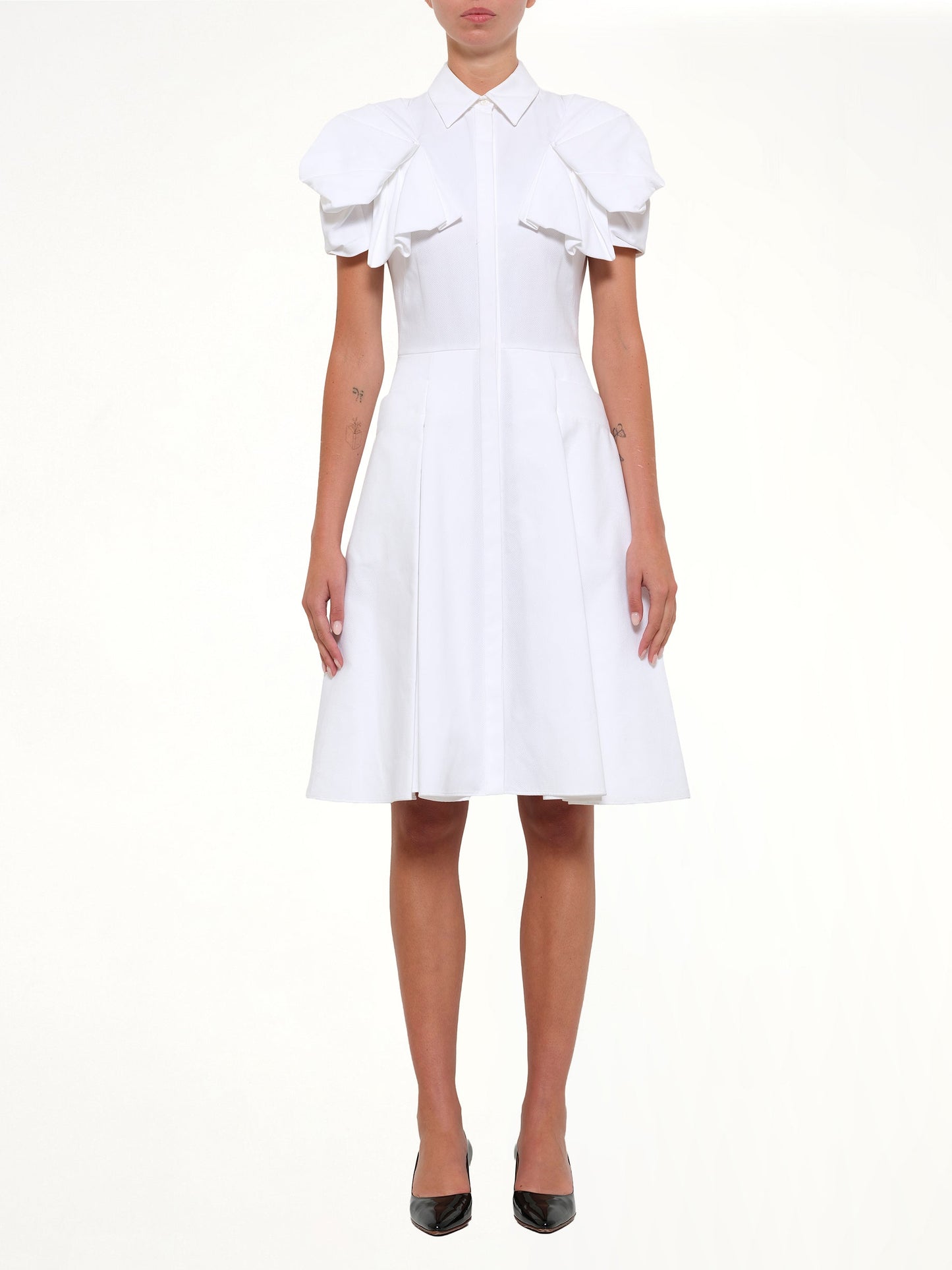 ALEXANDER MCQUEEN Short Sleeve Short Dress (White)