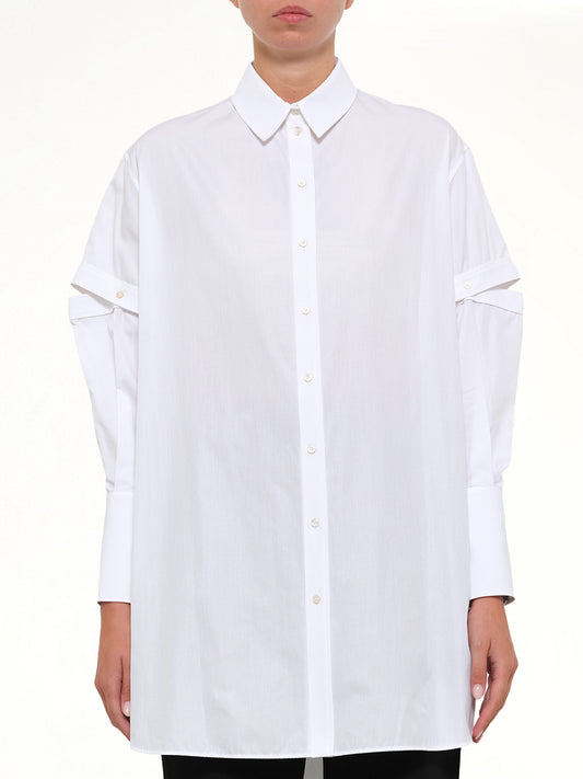 Image of Shirts. Productname: Amq Slash Sleeve Shirt in White colour by brand - ALEXANDER MCQUEEN