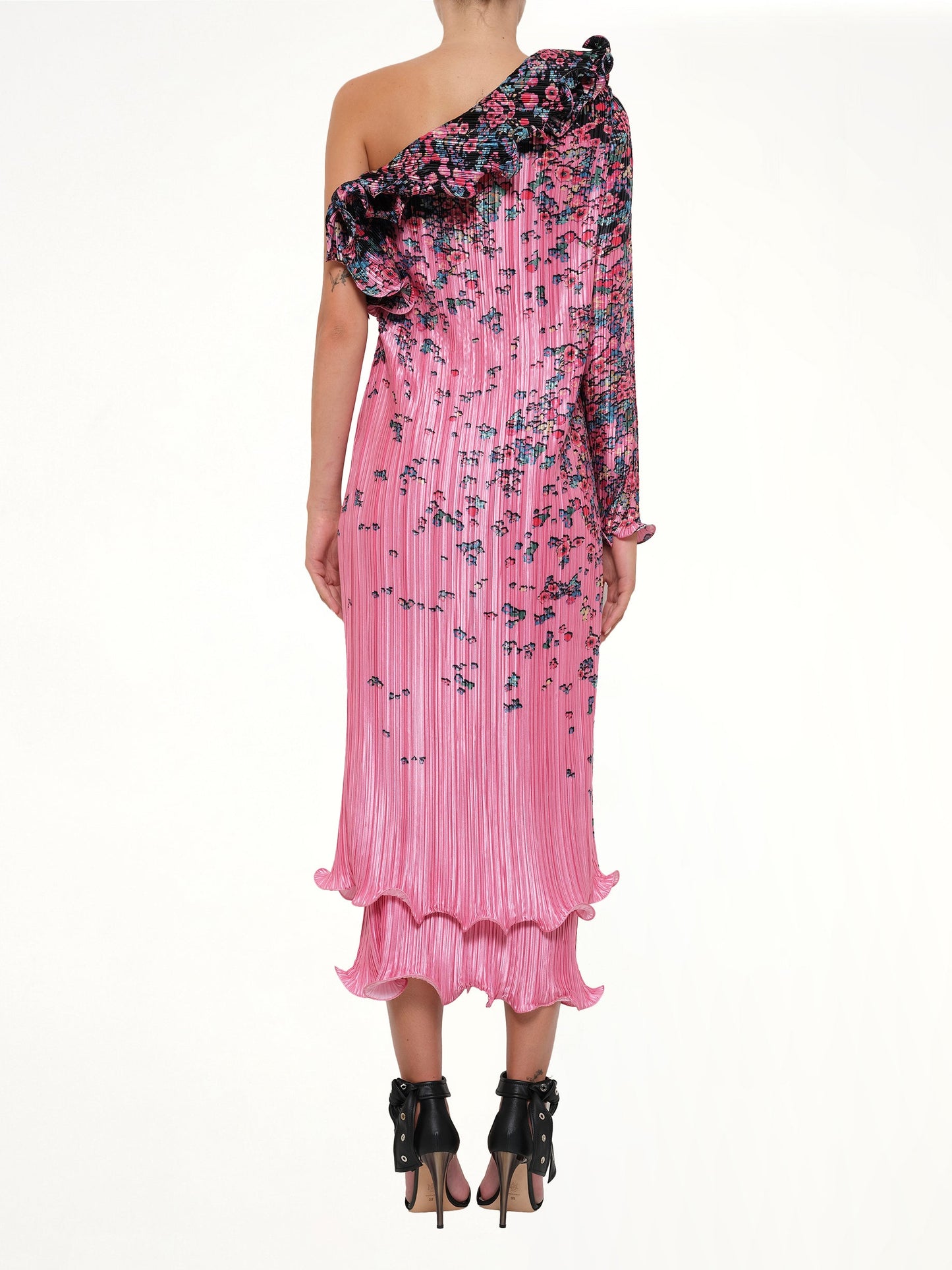 GIVENCHY Asymmetric Pleated Dress (Pink)