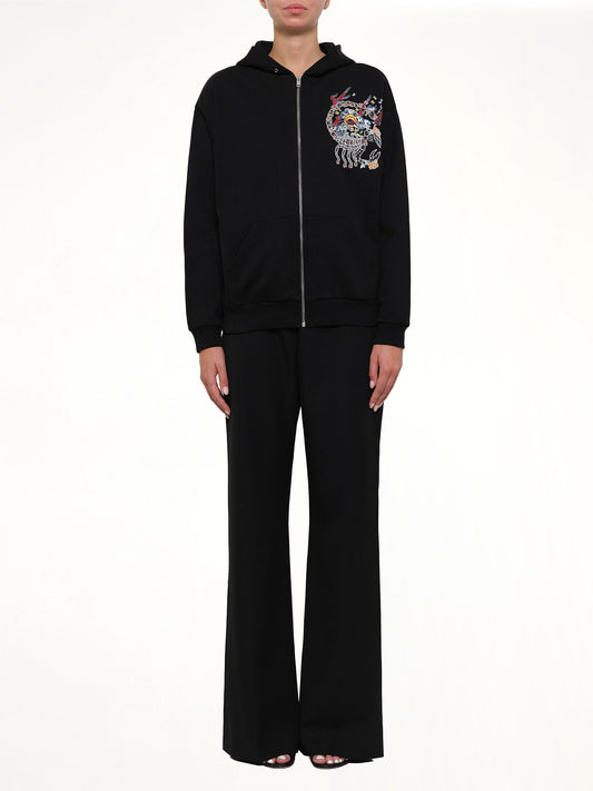GIVENCHY Embroidered Zip Hoodie (Black)