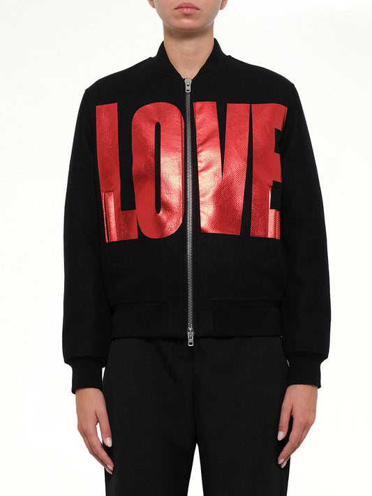 Image of Coats & Jackets. Productname: Love Wool Bomber Jacket in Black colour by brand - GIVENCHY