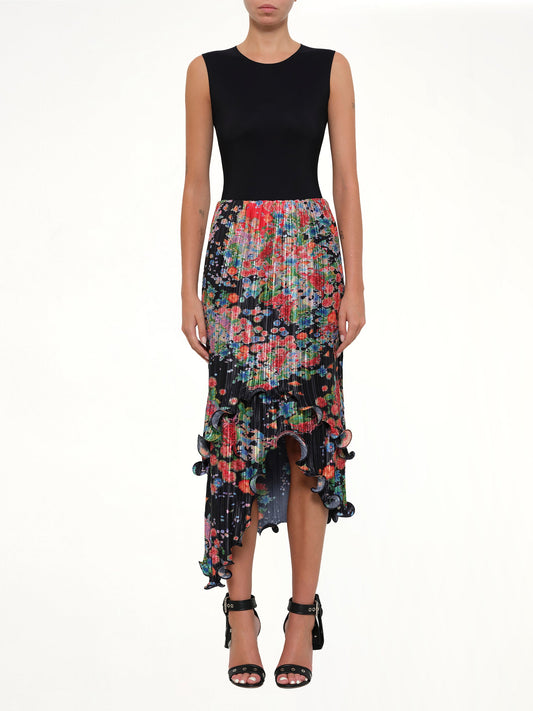 GIVENCHY Asym Bloom Pleated Skirt (Red)