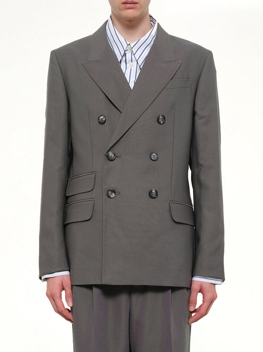 Image of Coats & Jackets. Product name - Straight Double Breasted Jacket in Grey colour by brand - AMI PARIS