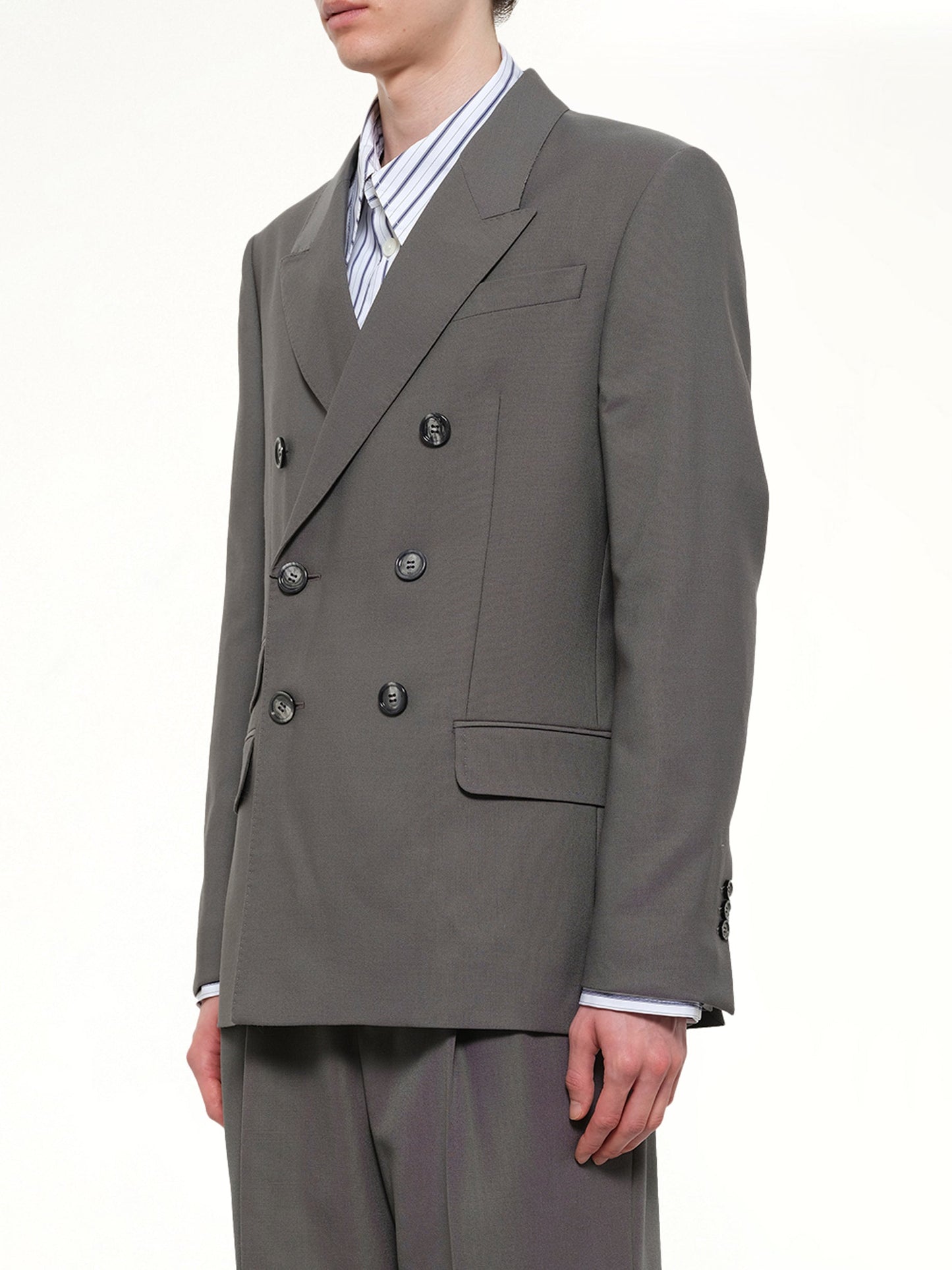 AMI PARIS Straight Double Breasted Jacket (Grey)