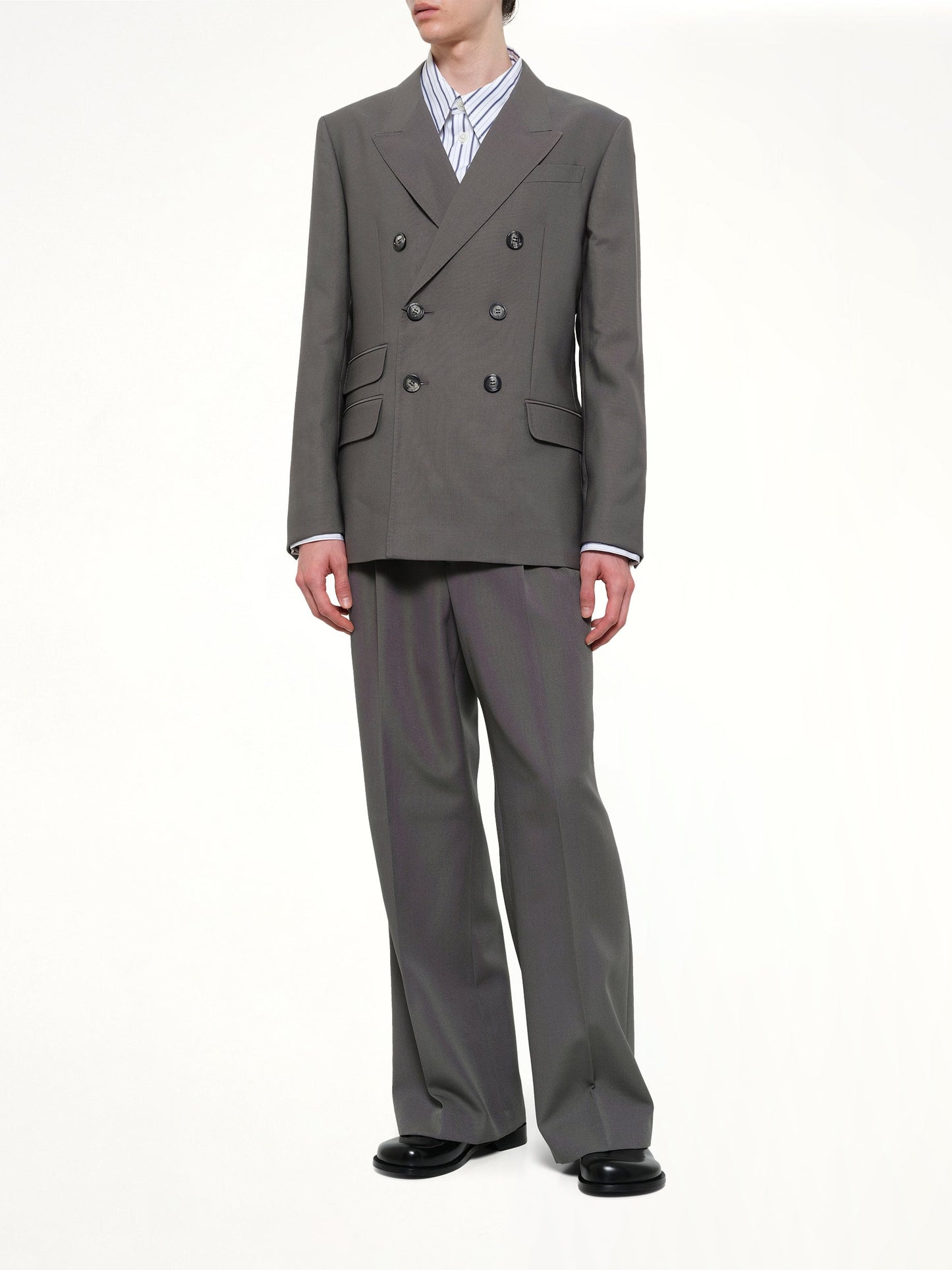 AMI PARIS Straight Double Breasted Jacket (Grey)
