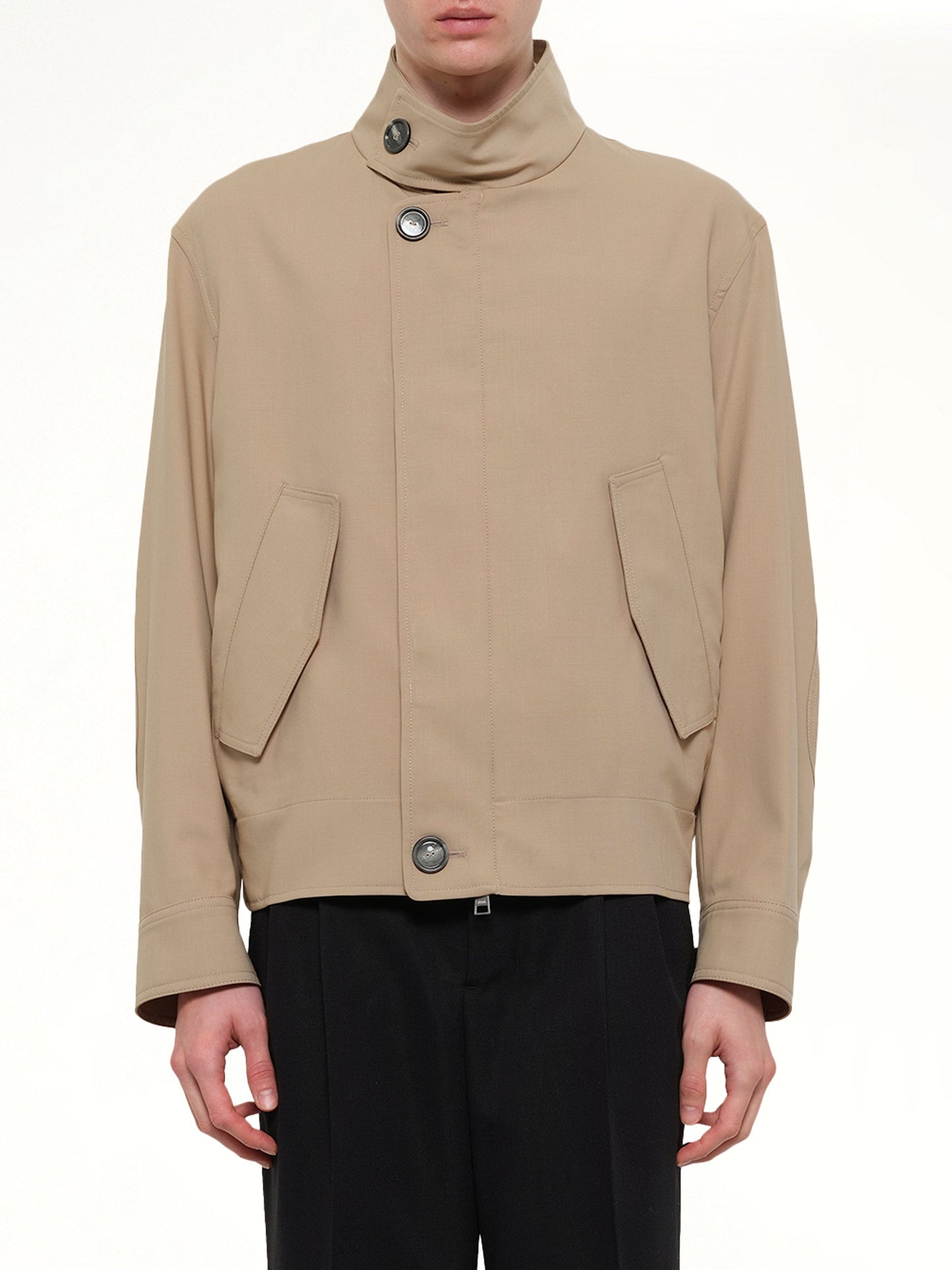 Image of Coats & Jackets. Product name - Harrington Jacket in Beige colour by brand - AMI PARIS