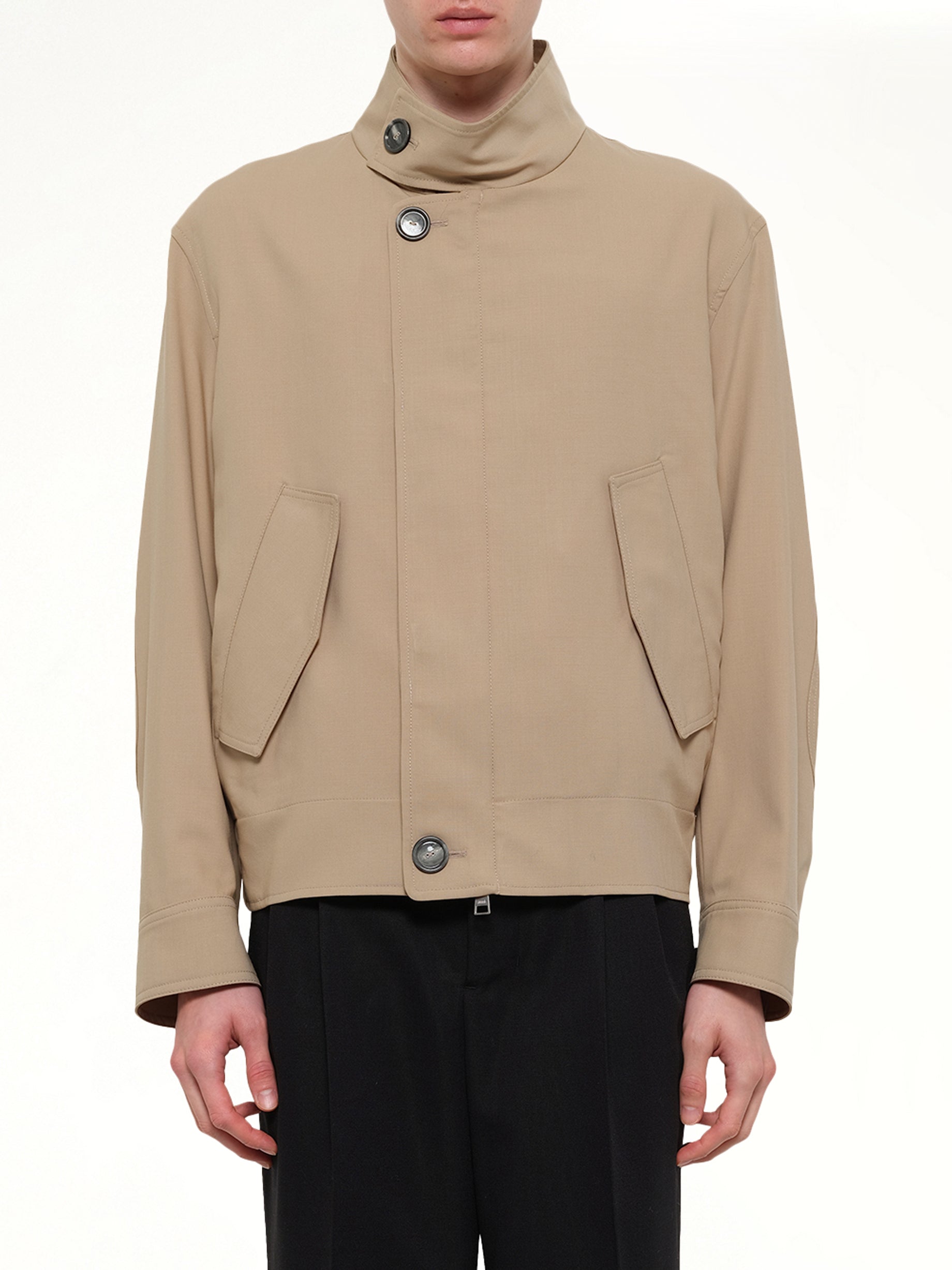 Image of Coats & Jackets. Product name - Harrington Jacket in Beige colour by brand - AMI PARIS
