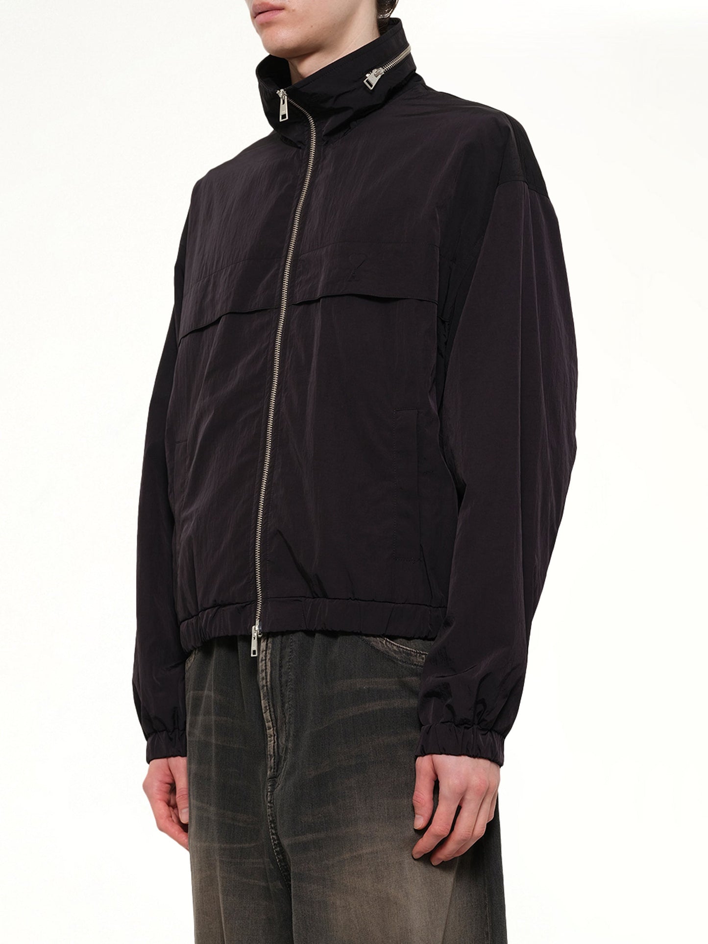 AMI PARIS Windbreaker with Embossed ADC (Black)