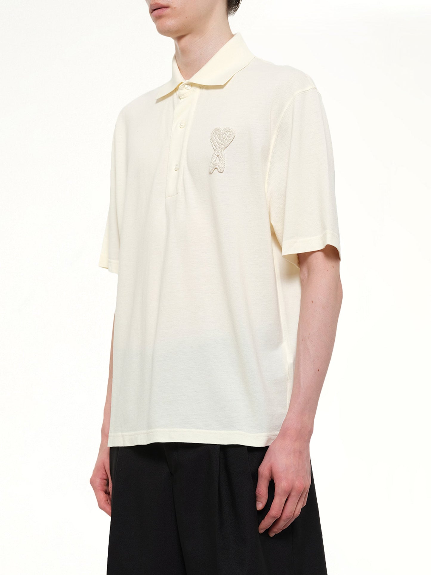 AMI PARIS Knitted ADC Boxy Polo (White)