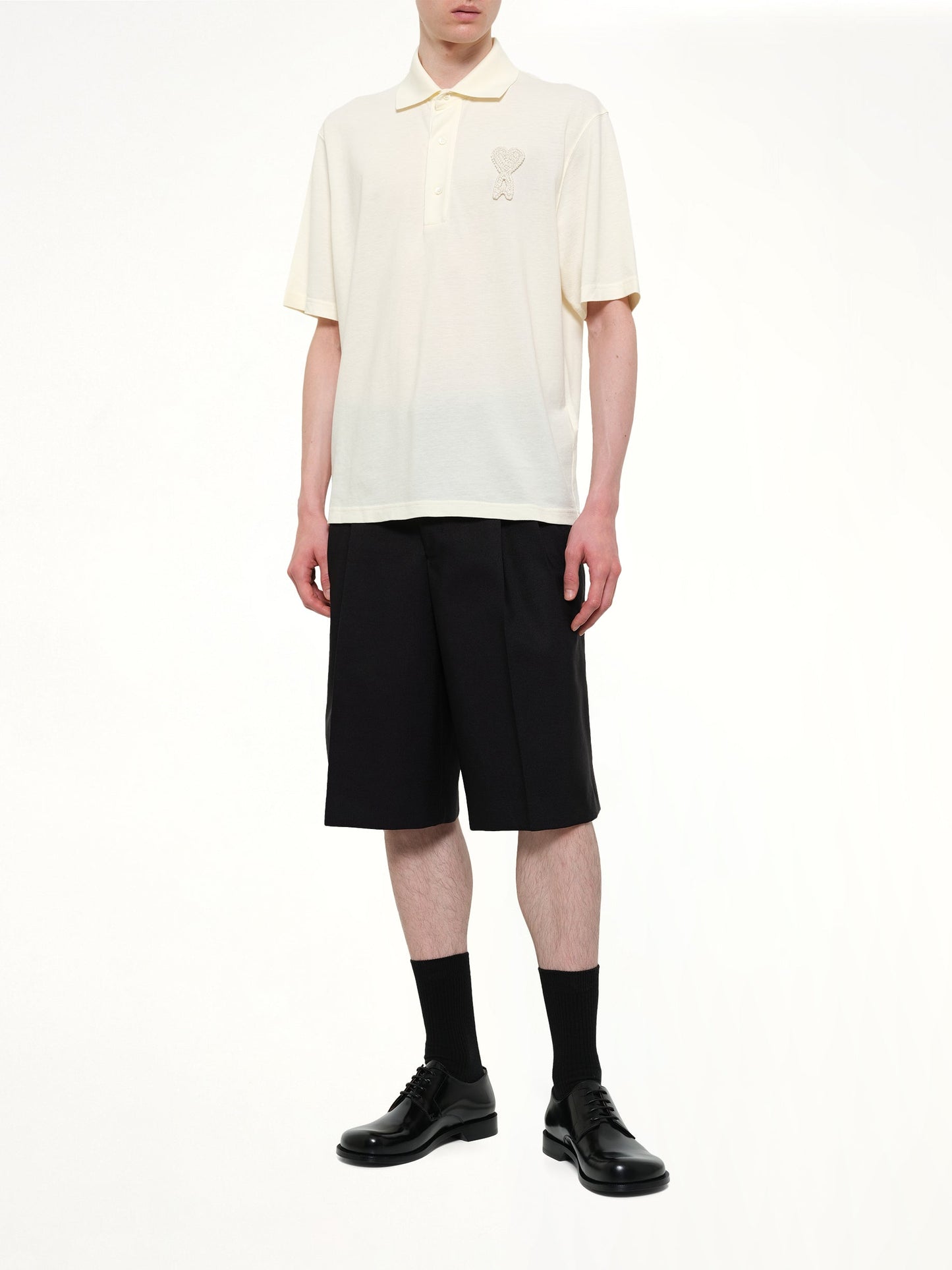 AMI PARIS Knitted ADC Boxy Polo (White)